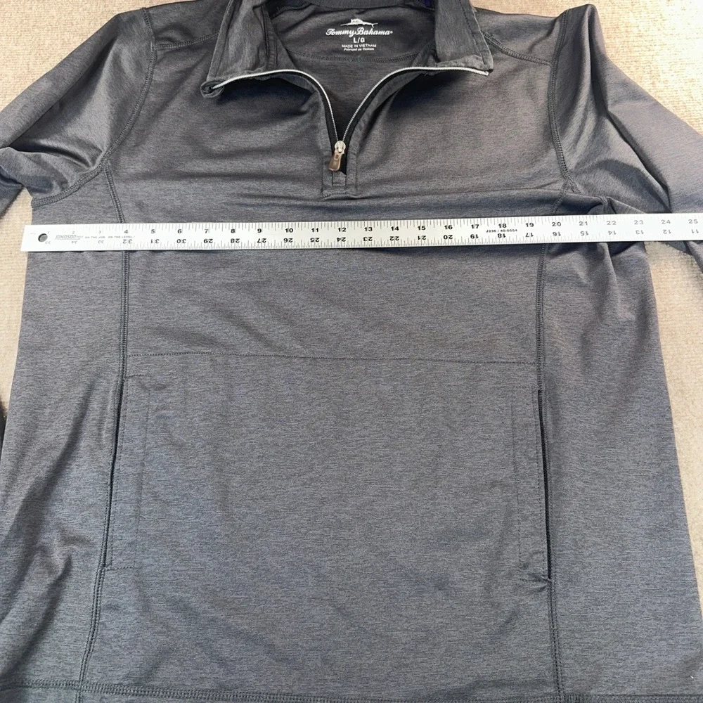 Tommy Bahama Mens Gray Heather Quarter Zip Pullover Performance Shirt Large L